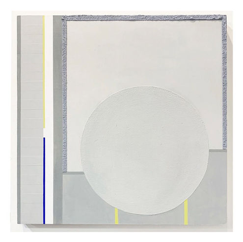 Abstract painting with neutral gray colors and geometric shapes