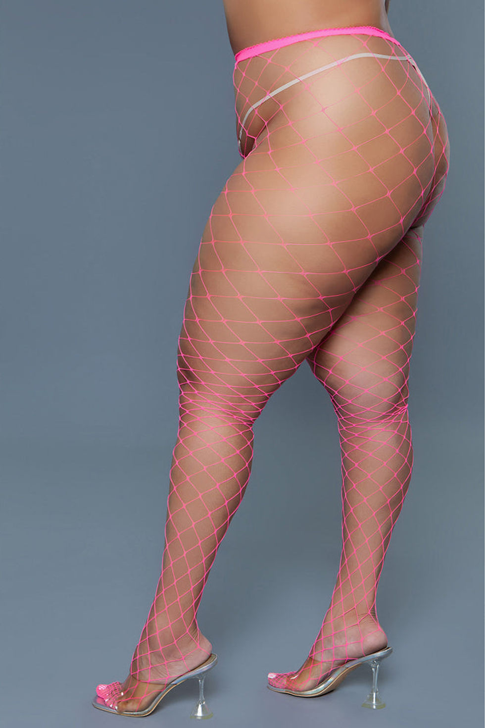 Oversized Fishnet Pantyhose -Hot Pink QS