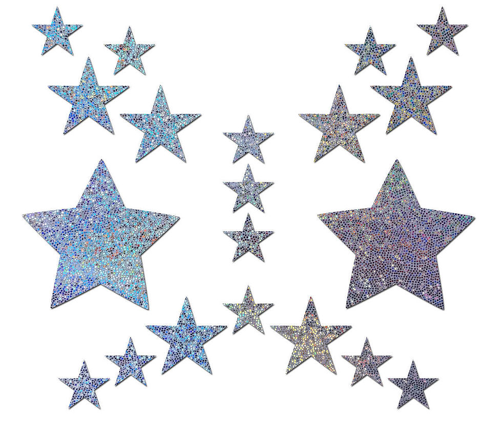 Set: Silver Glitter Star w 16 Minis*