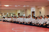 aikidoka line up sitting seiza at Winter Camp Florida Aikikai