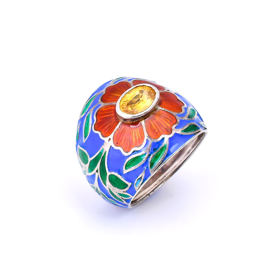 Thumbnail: Beautiful Enamel Yellow Sapphire Ring