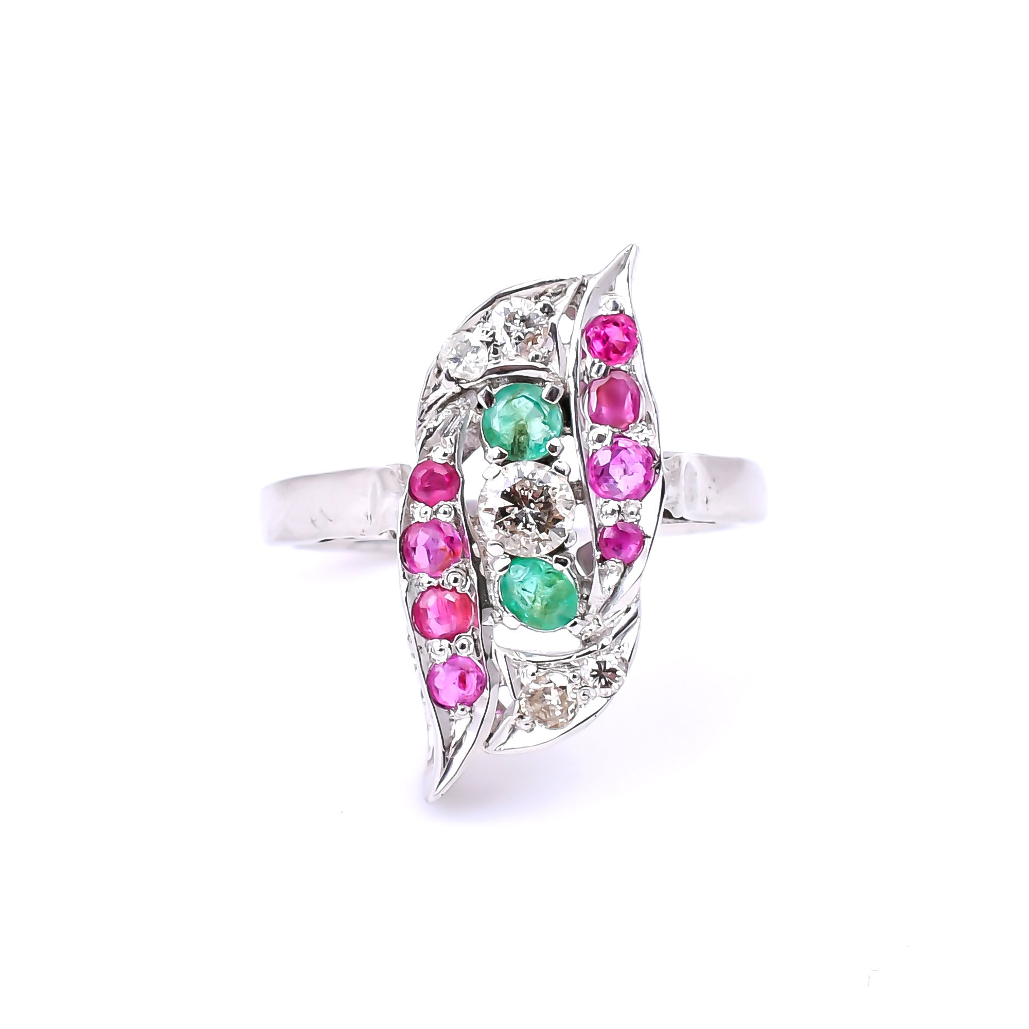 Statement Ruby Emerald Diamonds Ring