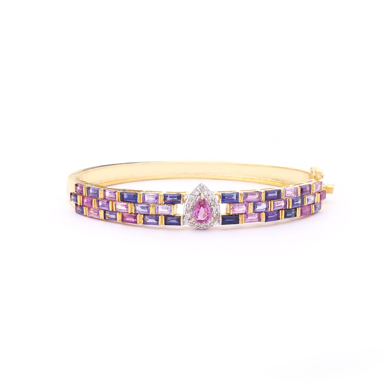 Rare Precious Multi Sapphires Diamond Bangle