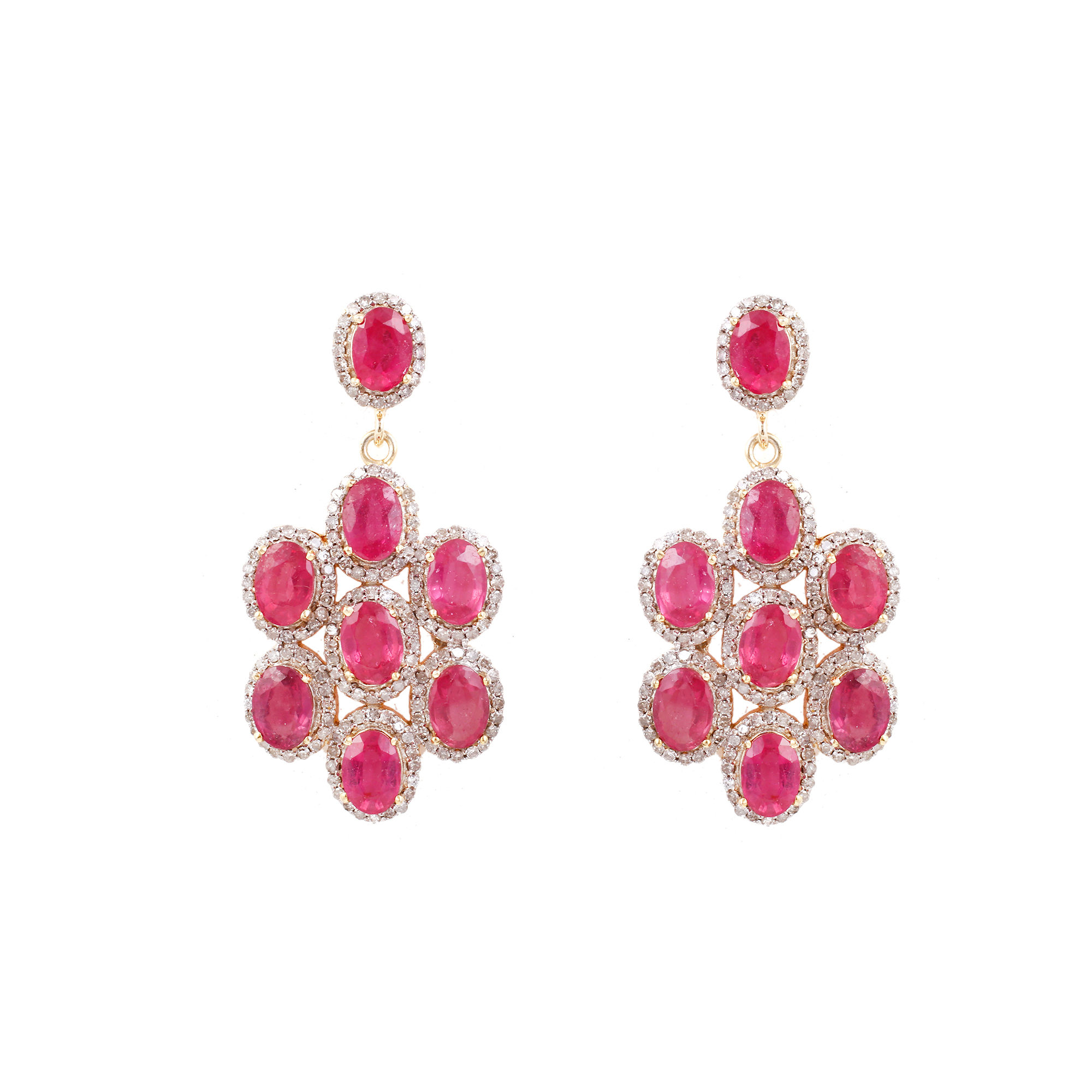 Statement Rubies & Diamonds Dangle Earrings