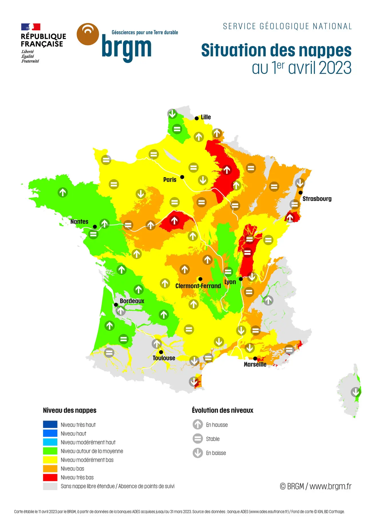 Fig 8 : Carte de la situation des nappes d'eau souterraine  Source : service géologique national