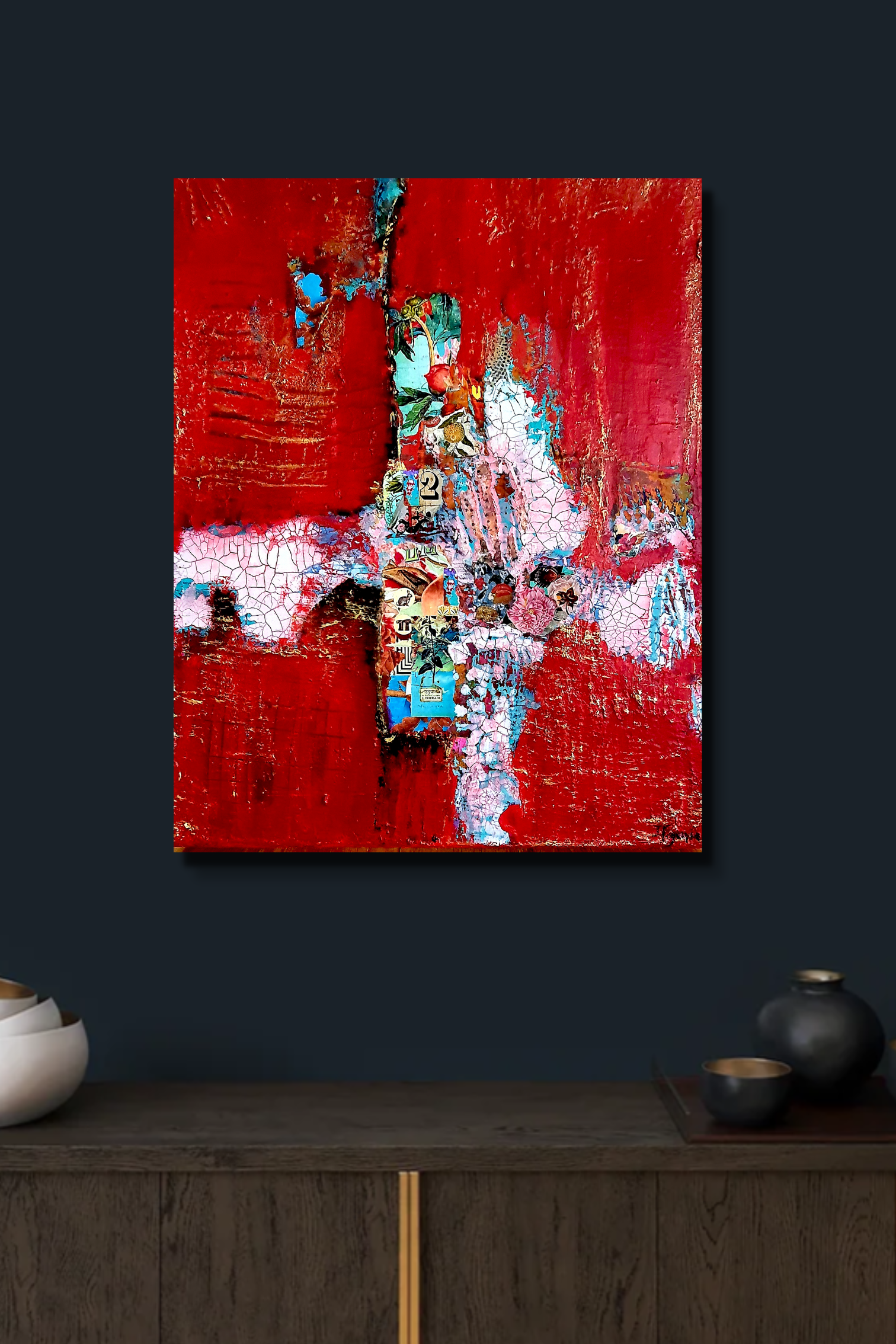 "Through the cracks" Abstract contemporary painting | 2022 | 60x40 cm