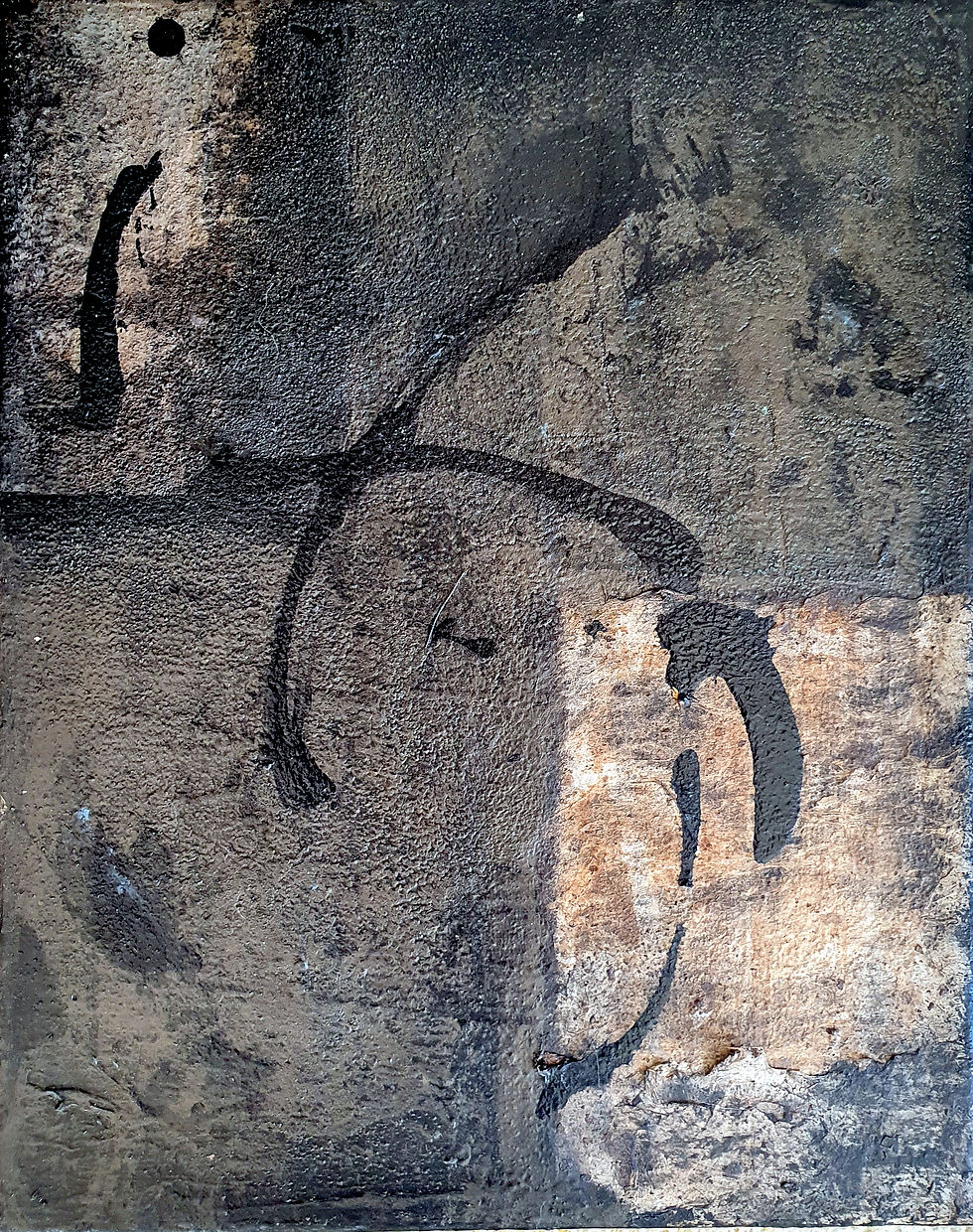 wabi sabi small painting interior design minimal decor warm earthy tones black beige brush strokes