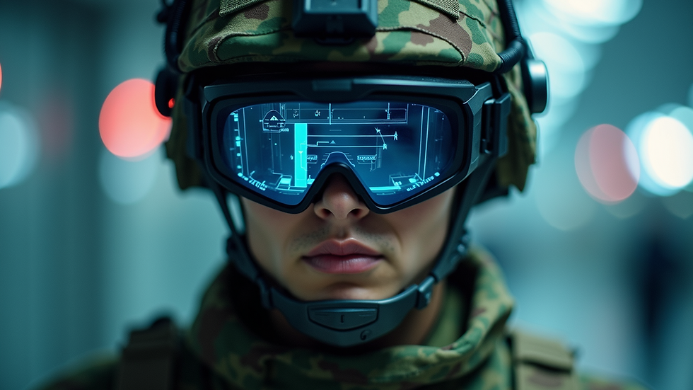 Eye-level view of a soldier using augmented reality technology