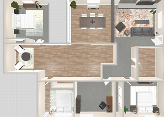 2D Space planning map for occupied DIY home staging.
