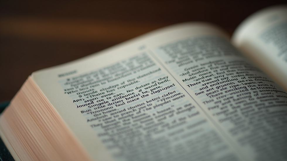 Close-up view of an open Bible with a highlighted passage