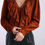 Thumbnail: Women's Bohemian Brown Long Sleeve Blouse, Crochet Ruffle Ethnic Blouse, Hippie