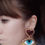 Thumbnail: Evil eye earrings & heart Dark red blue gold beaded earrings Embroidered earrin
