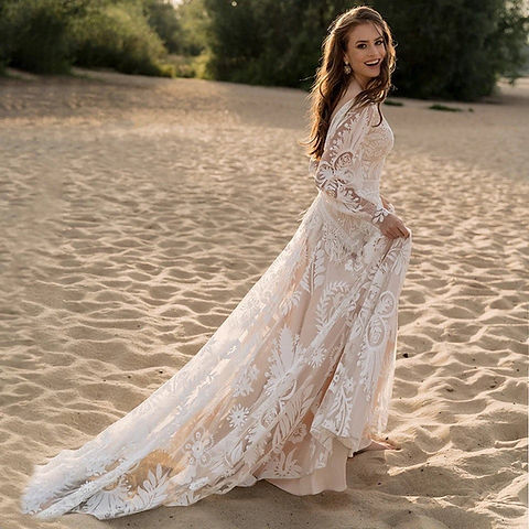 boho modest wedding dress Ariamo Dresses - Bohemian Lace & Macrame beautifully balancing the modest front design Ralph by Ariamo Boho
