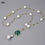 Thumbnail: 26'' White Rice Pearl Green Jades Crystal Chain Necklace Keshi