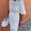 Thumbnail:  Elegant White Crochet Hollow Out Skirt and top Two Piece Set Chic Half Sleeve 