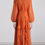 Thumbnail: Ruffle Trim Chiffon Ruched Dress For Women Round Neck Lantern Sleeve High