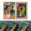 Thumbnail: DustinWay Framed Canvas Print Wall Art Set Cheetah Cats Floral Animal Modern Bo