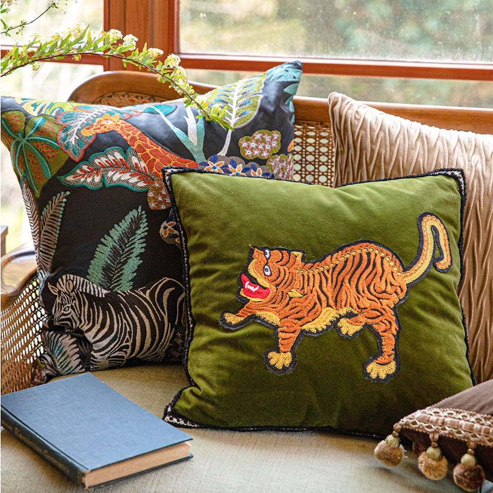 Tiger Velevt Abstract Throw Pillow cover, Embroidery Animal Modern Decorative