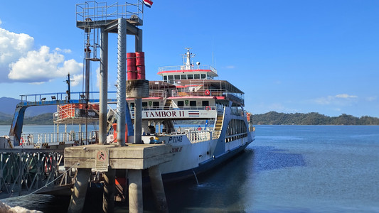 A ferry boat docked