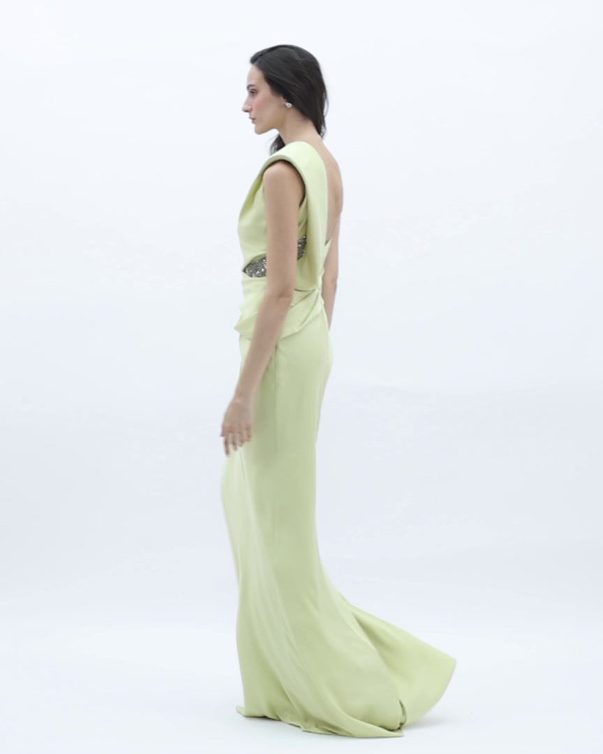 Thumbnail: Embellished Asymmetrical Neckline Dress