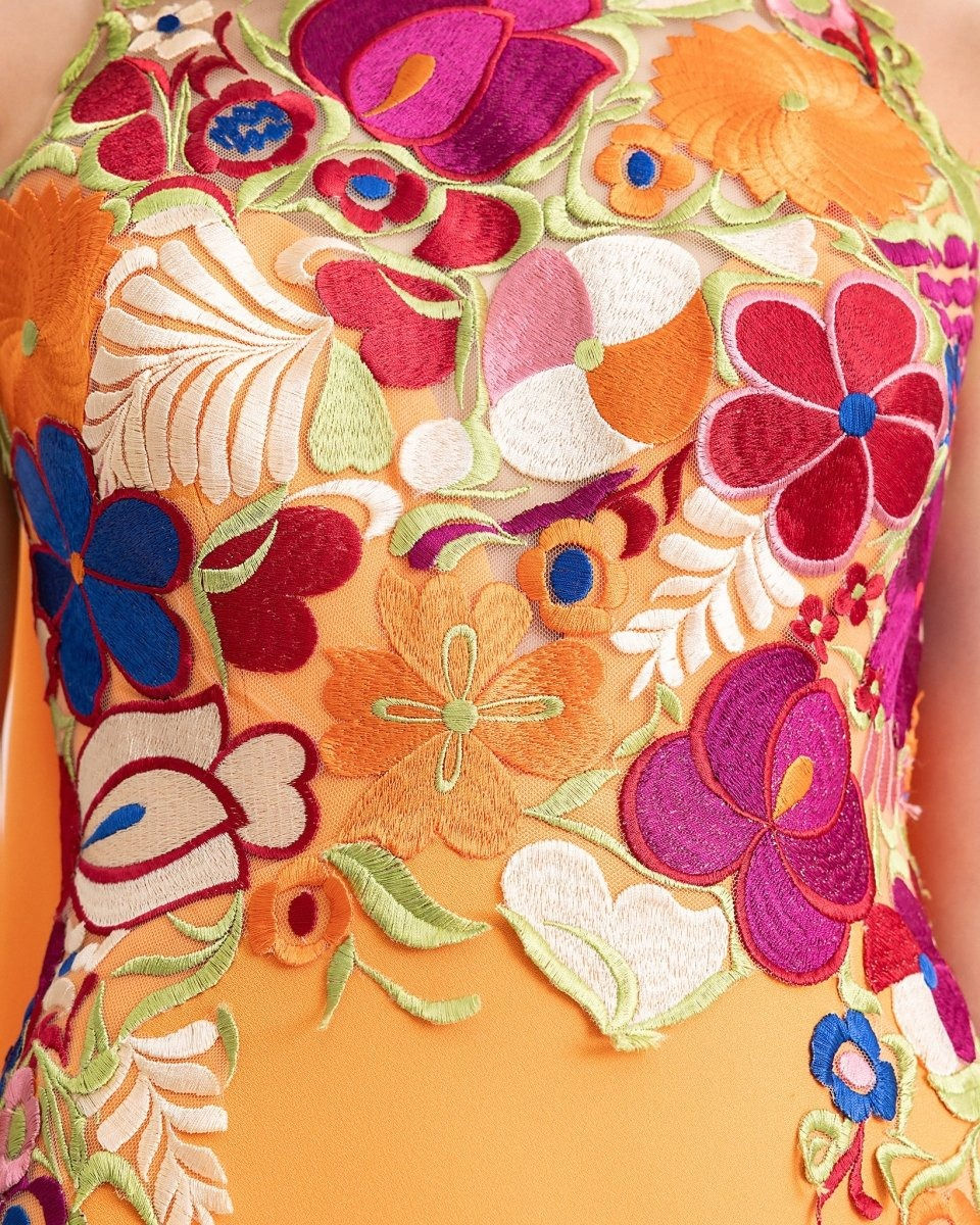 Thumbnail: Halter Neckline Dress with Floral Corset