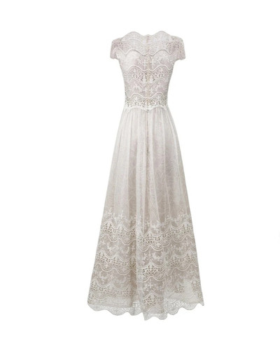 betsy and adam lace sheath dress Betsy and Adam Cecelia Bateau Neckline Long Sleeves Intricate Lace Overlay  Back Zipper Closure Modern Fit Gown Dress main image 1
