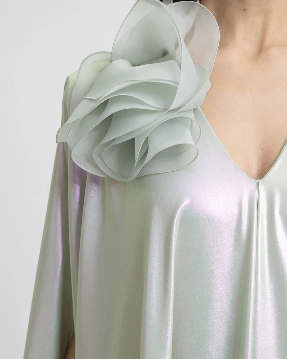 Thumbnail: V-Neckline Kaftan With Draped Flower