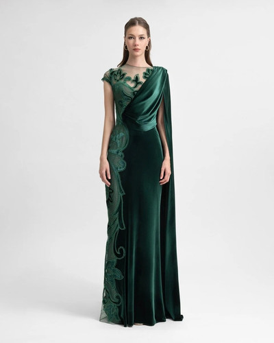 asymmetrical velvet dress Marchesa Notte Stretch Velvet Fitted Cocktail Dress