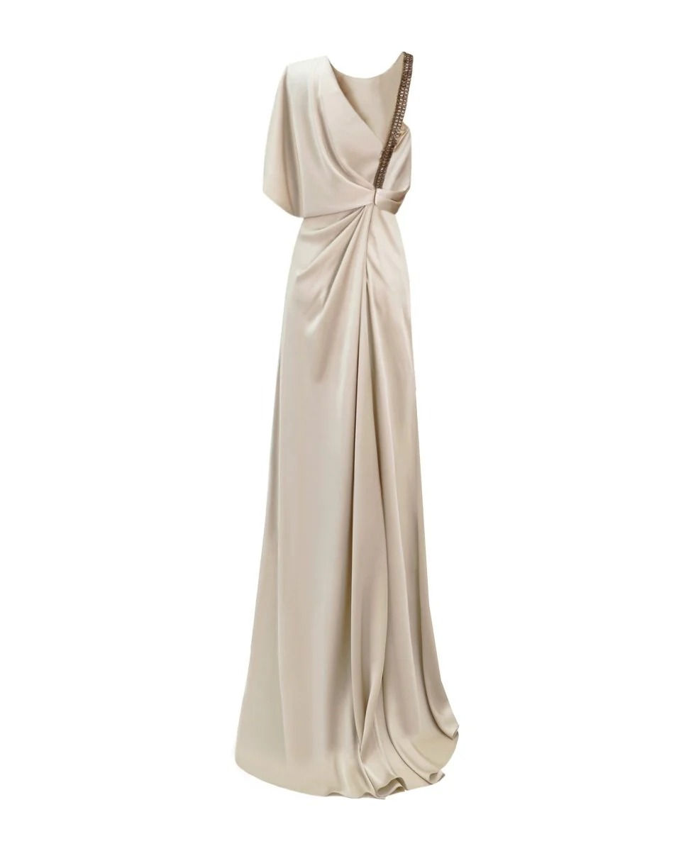 Thumbnail: Asymmetrical Neckline Draping Dress