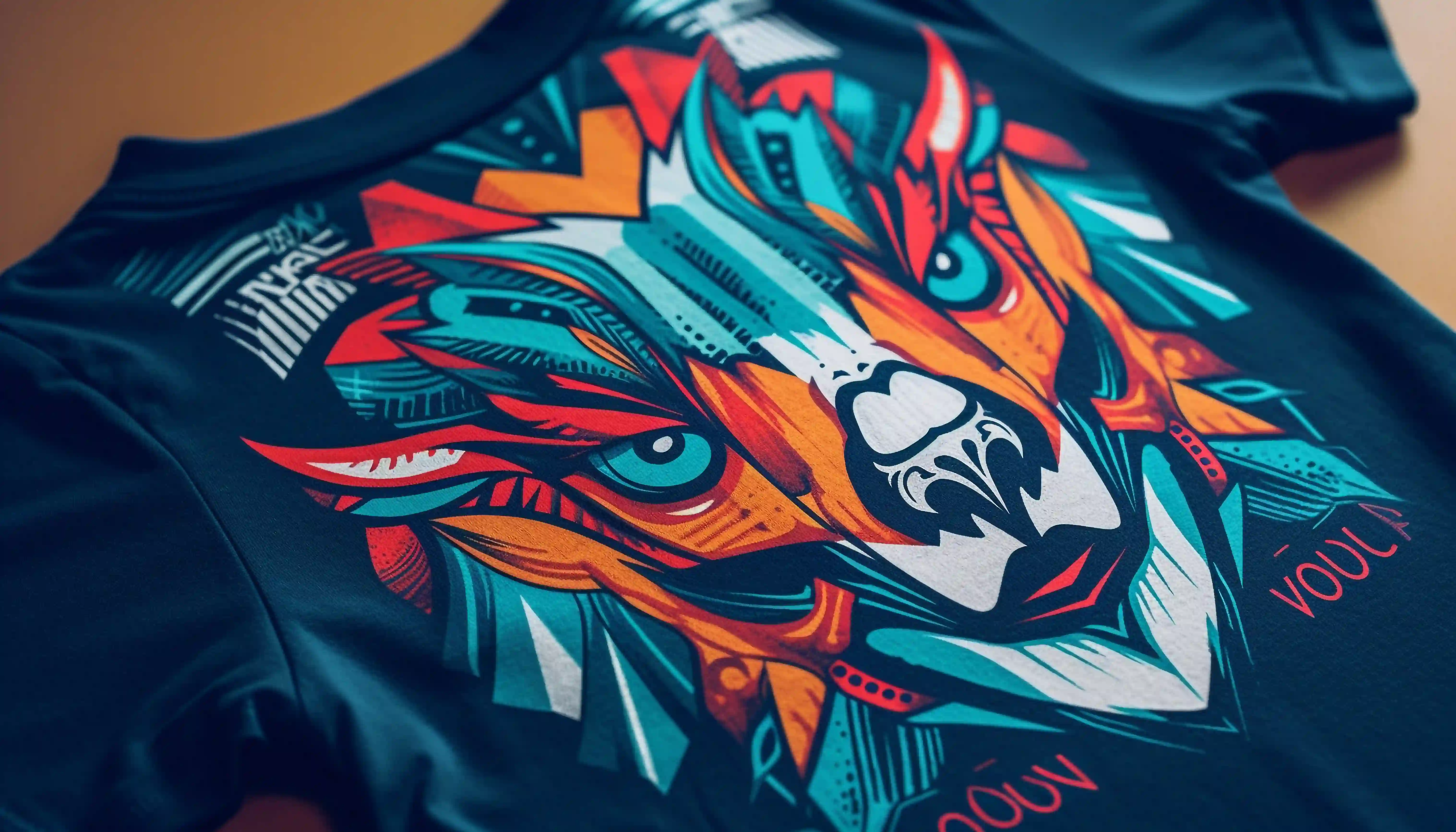 Screen printed custom shirt with lion