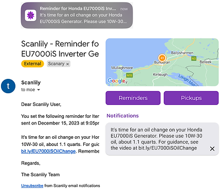 maintenance_notifications.png Scanlily notifications on app and email as reminder for changing oil on a generator.