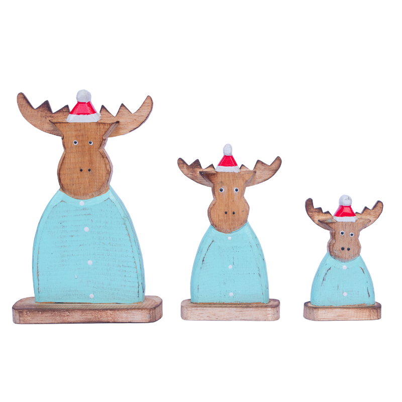 Thumbnail: Set of 3 Wooden Deer with Shirt