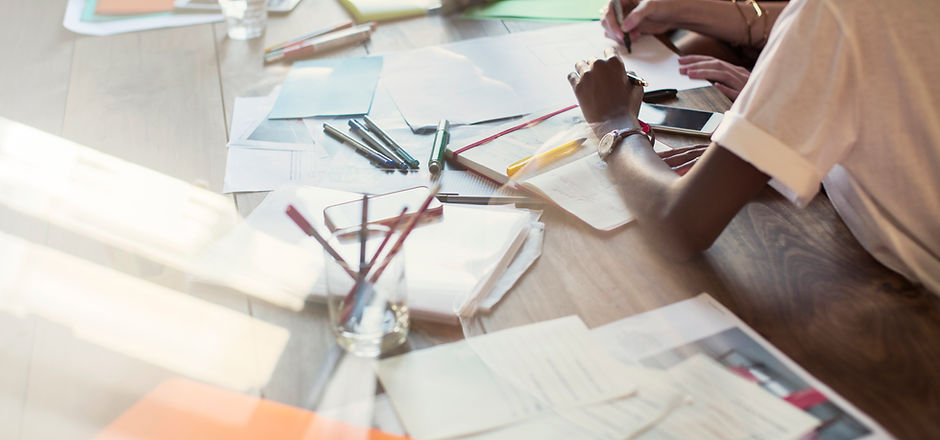 Creative people brainstorming in meeting