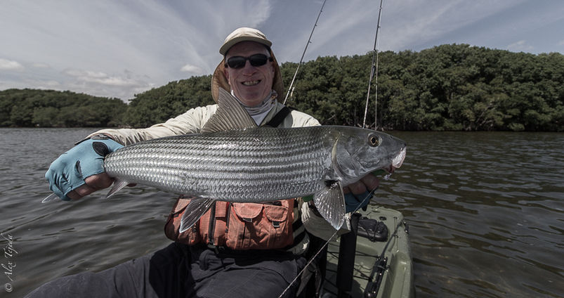 Kayak Guided fishing trip in Biscayne Bay for big Bonefish