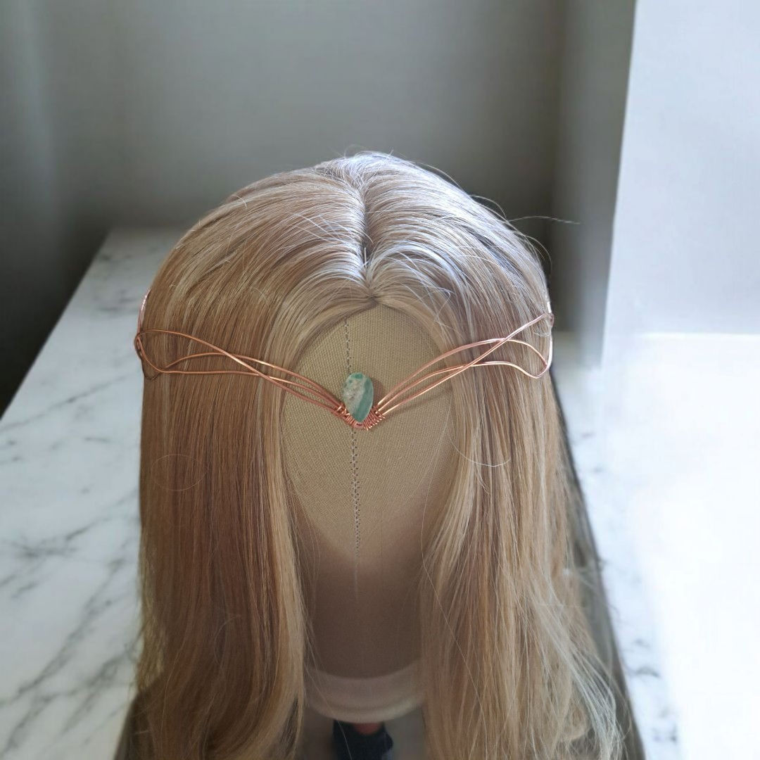 Delicate Moss Agate & Copper Coronet