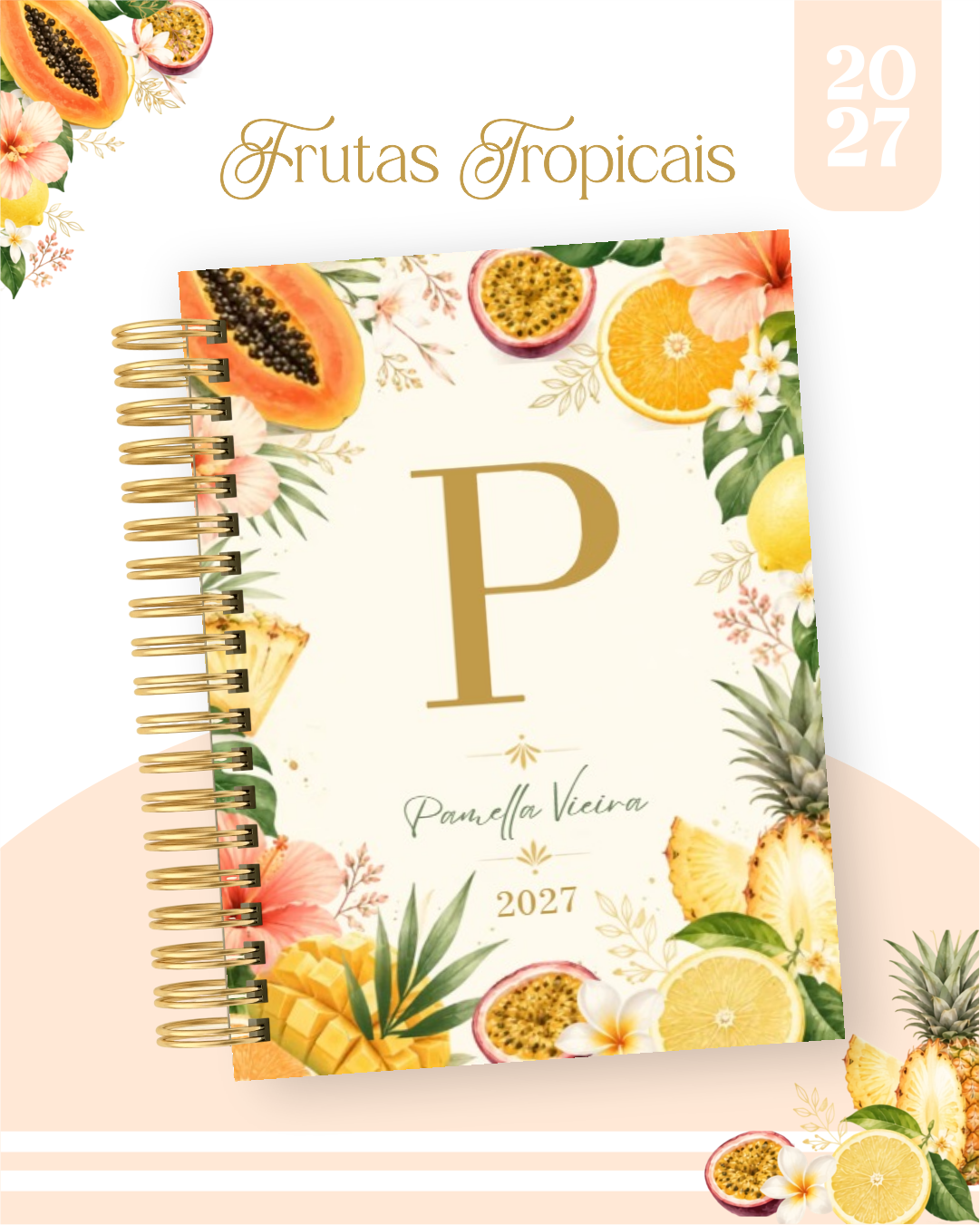 Combo Encadernação Agenda 2027 - Frutas Tropicais