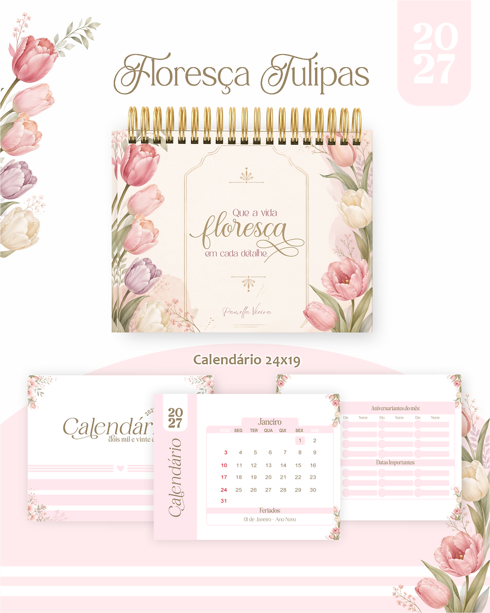 Miniatura: Combo Encadernação Agenda 2027 - Floresça Tulipas