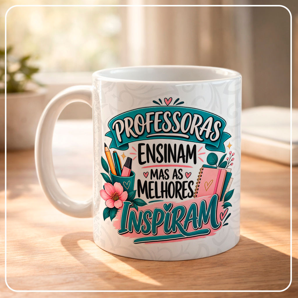 Arquivo Sublimação Caneca - Professoras ensinam mas as melhores inspiram