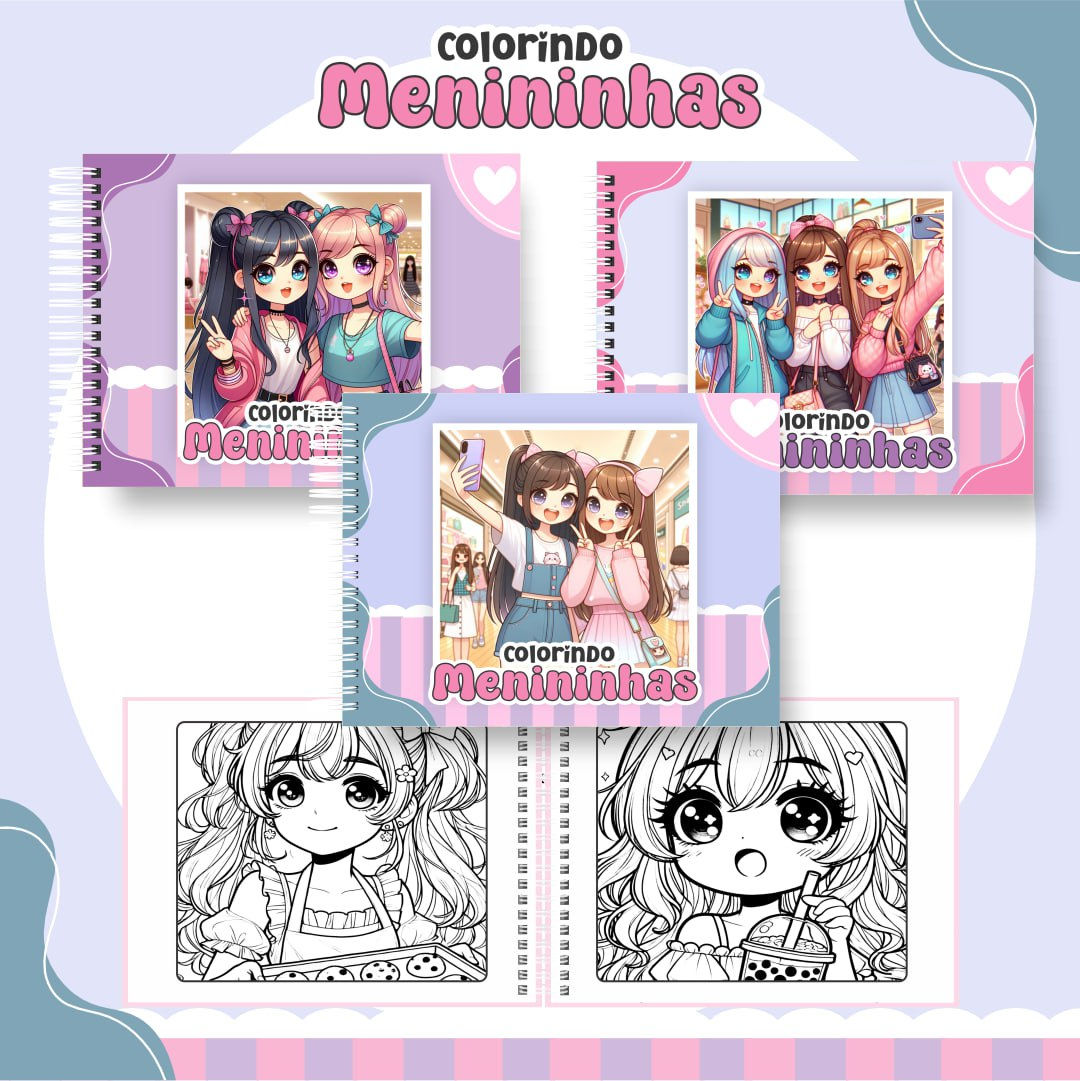 Livro de Colorir para encadernação - Menininhas fofas- Estilo Bobbie Goods