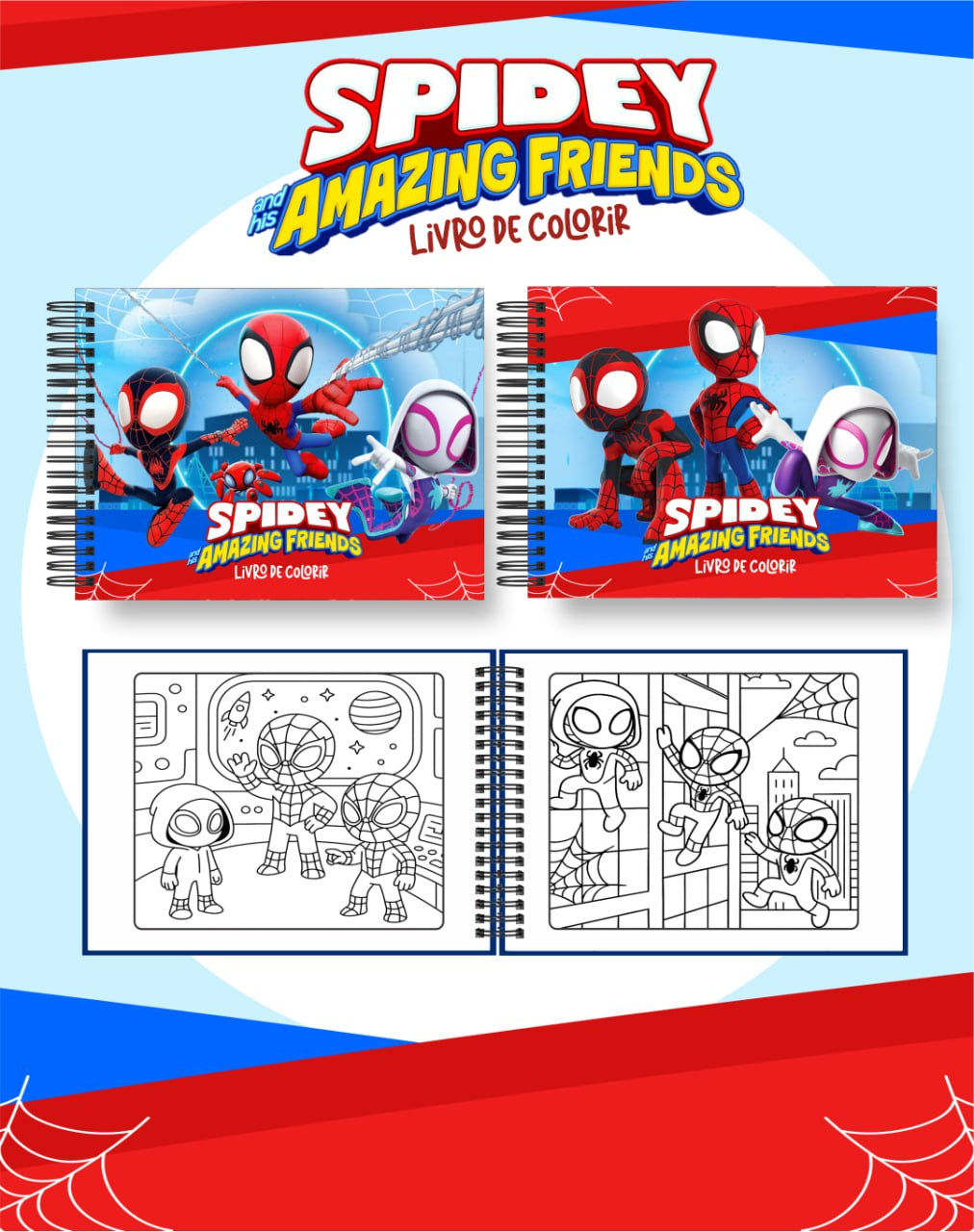 Livro de Colorir para encadernação - Spidey e Amigos - Estilo Bobbie