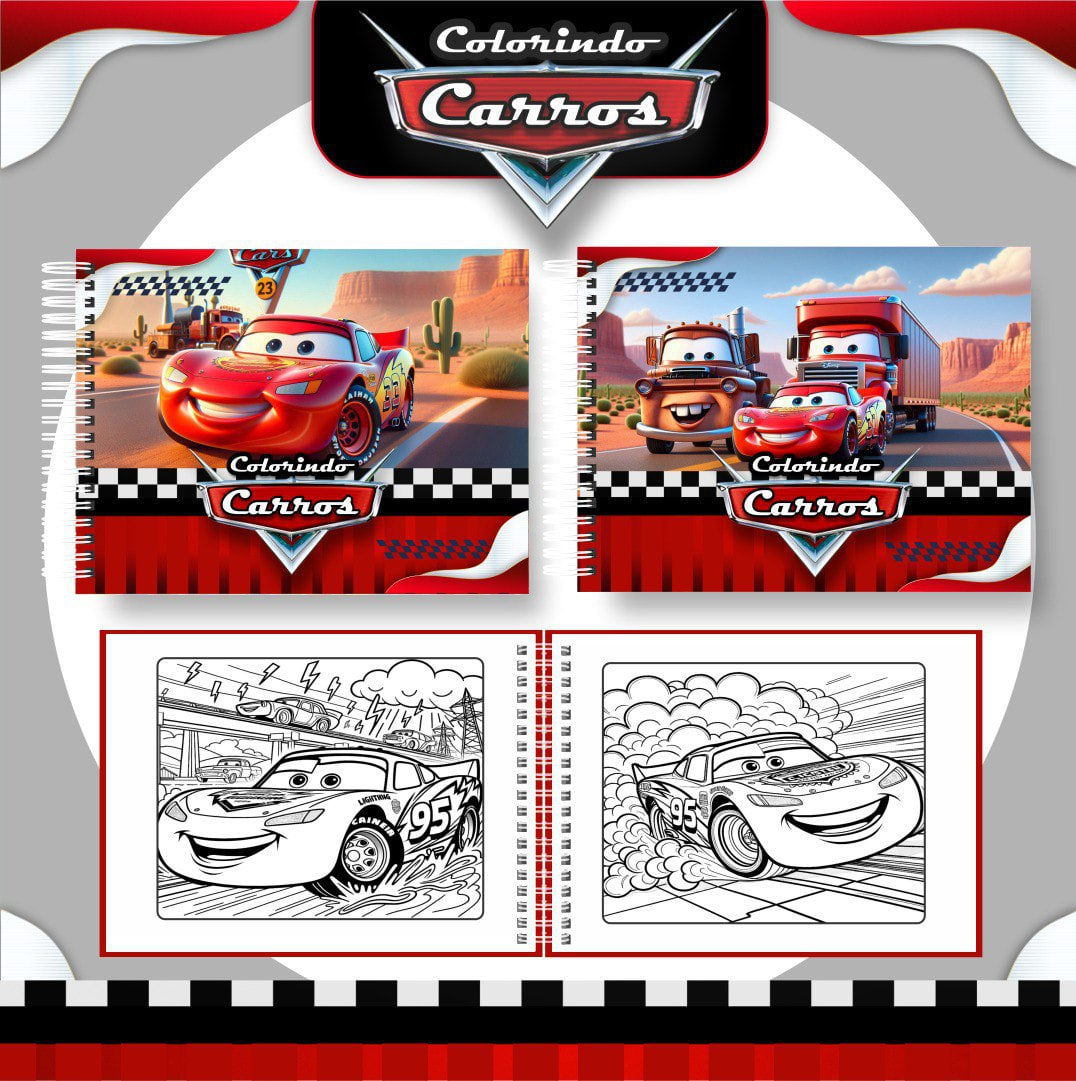 Livro de Colorir para encadernação - Carros - Boobie Goods