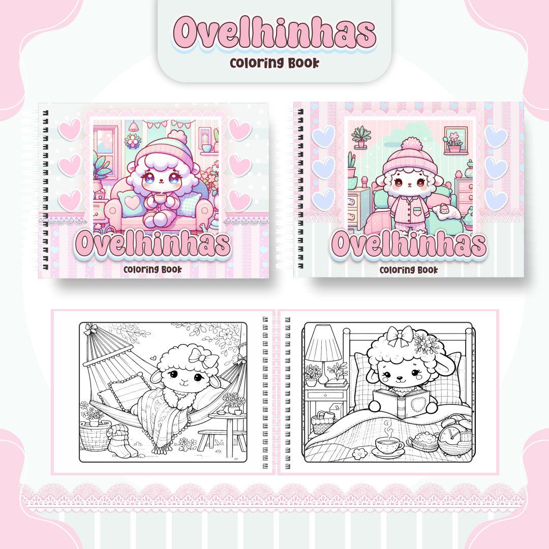 Livro de Colorir para encadernação - Ovelhinhas - Boobie Goods