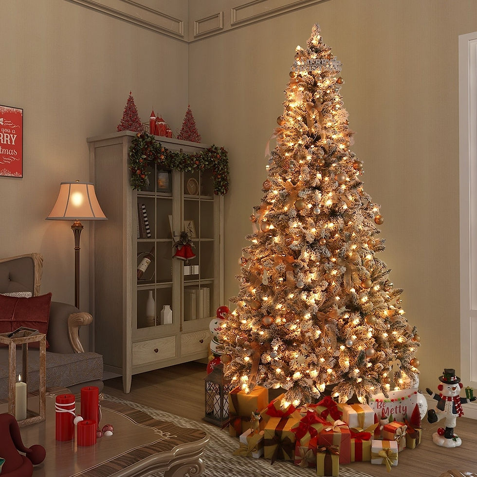 Thumbnail: Maypex Lighted Flocked Green Spruce Artificial Christmas Tree