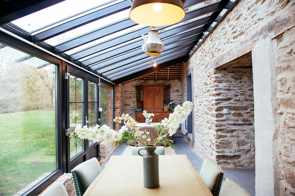Veranda with dining table