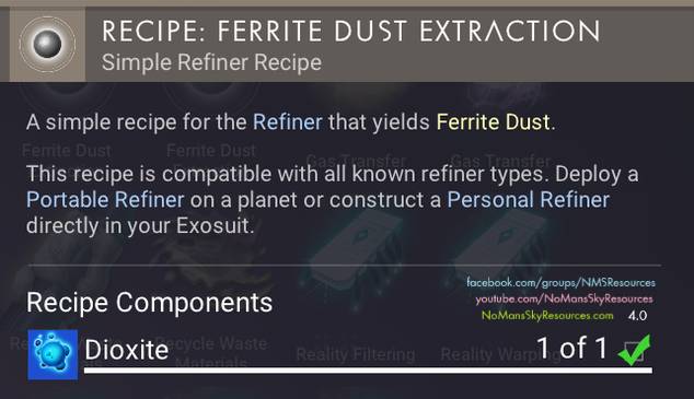 Simple Refiner Recipes - 007 Ferrite Dust (5) [Waypoint 4.0].png