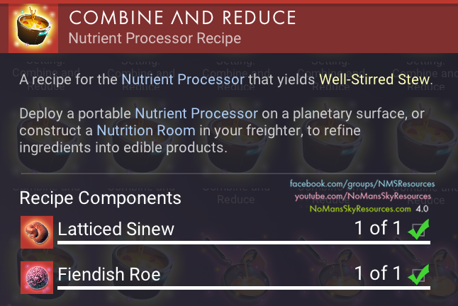 Well-Stirred Stew (Latticed Sinew + Fiendish Roe) - Recipe [Waypoint 4.04].png