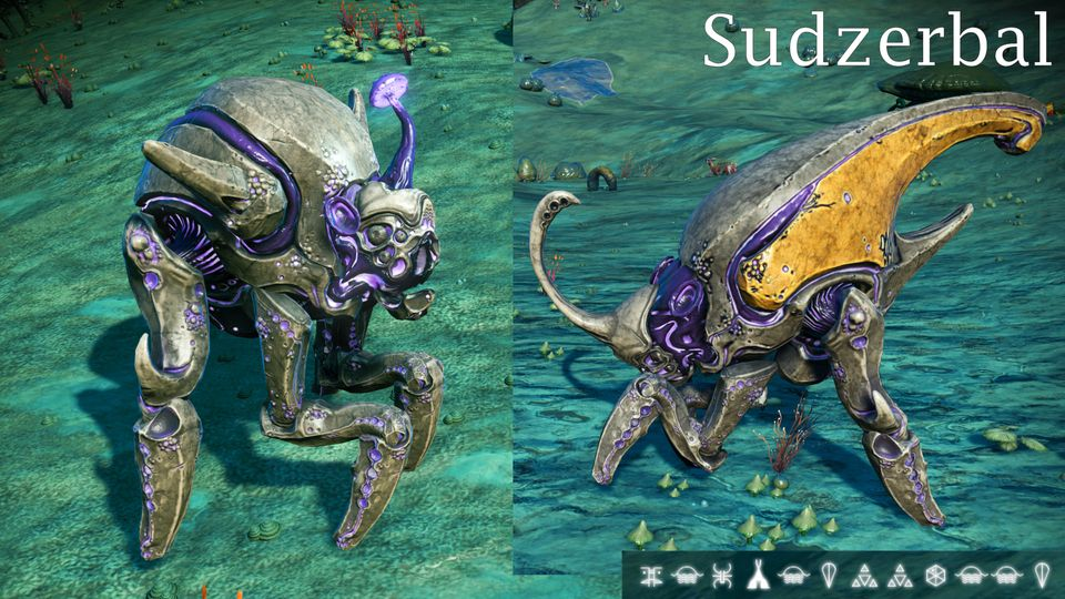 Grey - Purple Stone-Golem - Bonecat in two Variants, one with Yellow Hooked Elongated Back