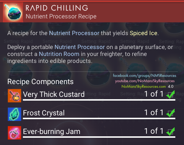 Spiced Ice (Very Thick Custard + Frost Crystal + Ever-Burning Jam) - Recipe [Waypoint 4.04