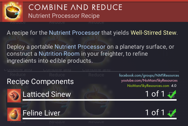 Well-Stirred Stew (Latticed Sinew + Feline Liver) - Recipe [Waypoint 4.04].png