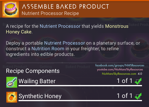 Monstrous Honey Cake (Wailing Batter + Synthetic Honey) - Recipe [Waypoint 4.04].png